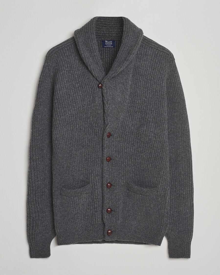 Herre | Gensere | William Lockie | Windsor Geelong Lambswool Shawl Cardigan Grey