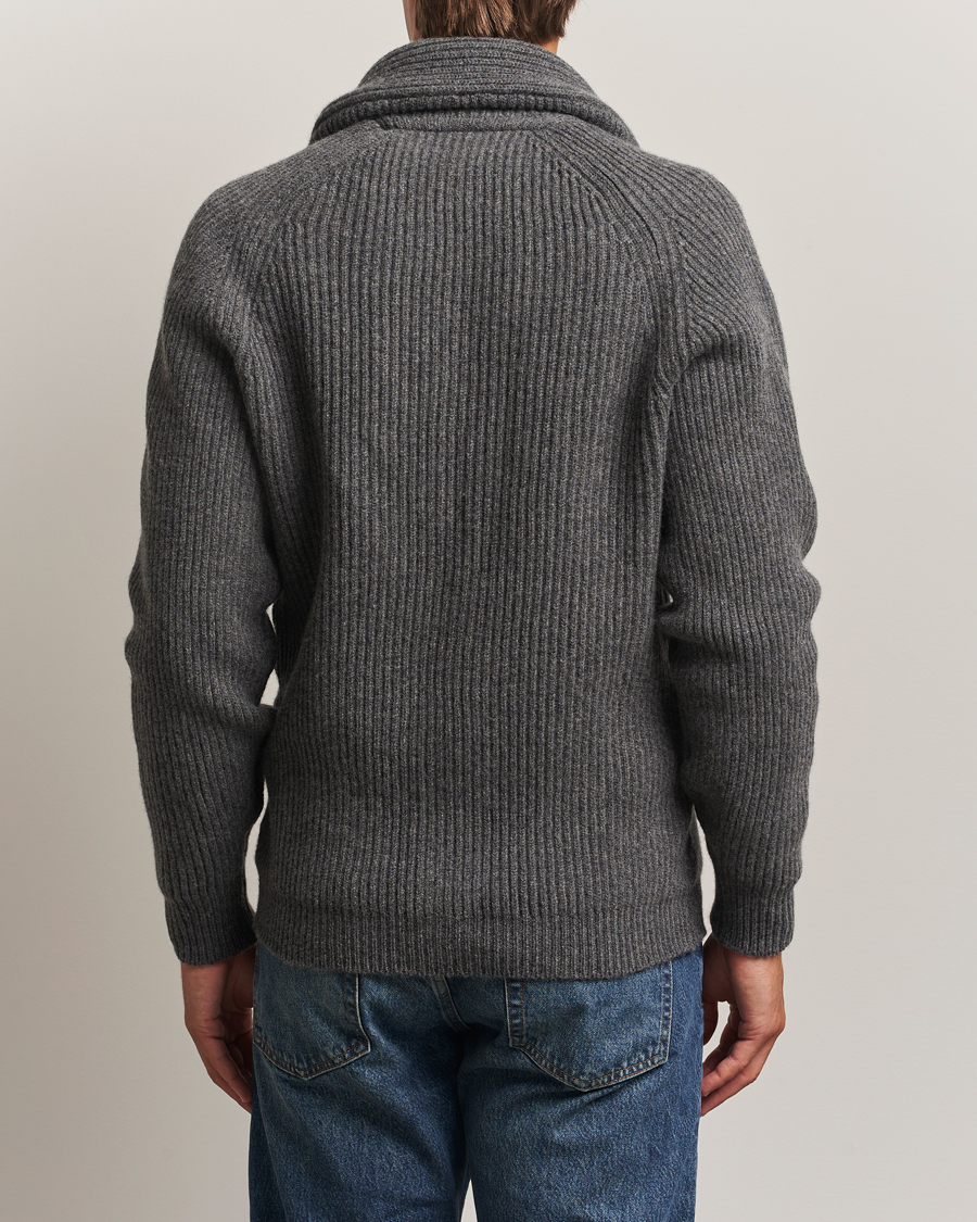 Herre | Gensere | William Lockie | Windsor Geelong Lambswool Shawl Cardigan Grey