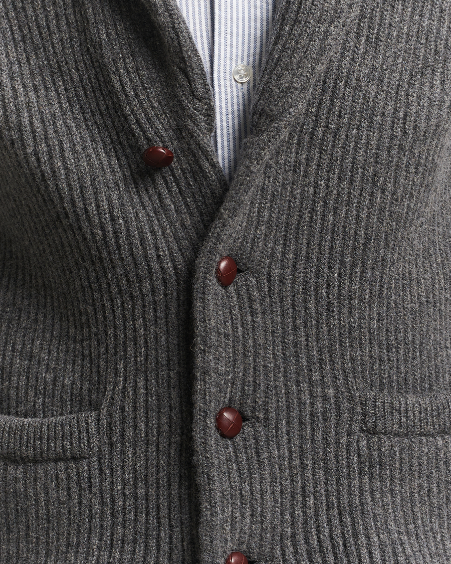 Herre | Gensere | William Lockie | Windsor Geelong Lambswool Shawl Cardigan Grey