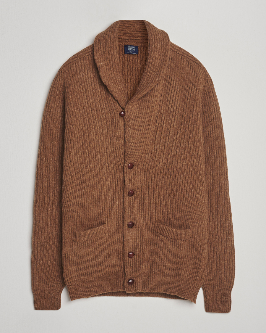 Herre | Gensere | William Lockie | Windsor Geelong Lambswool Shawl Cardigan Brown