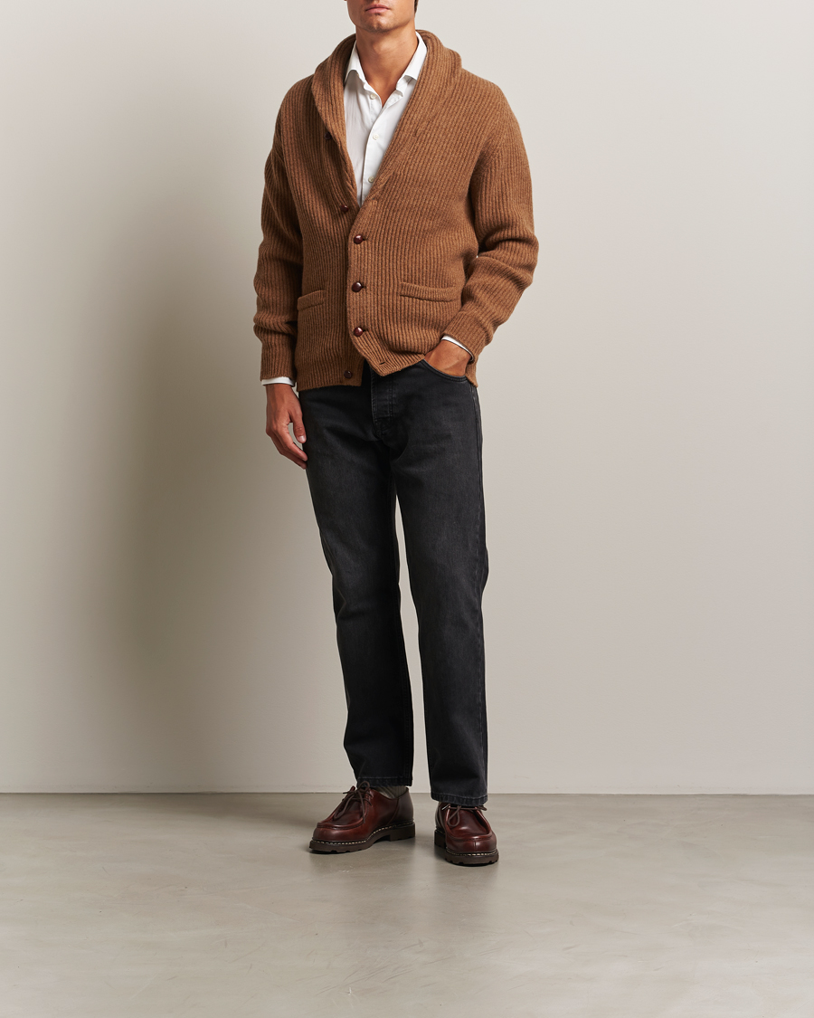 Herre | Gensere | William Lockie | Windsor Geelong Lambswool Shawl Cardigan Brown
