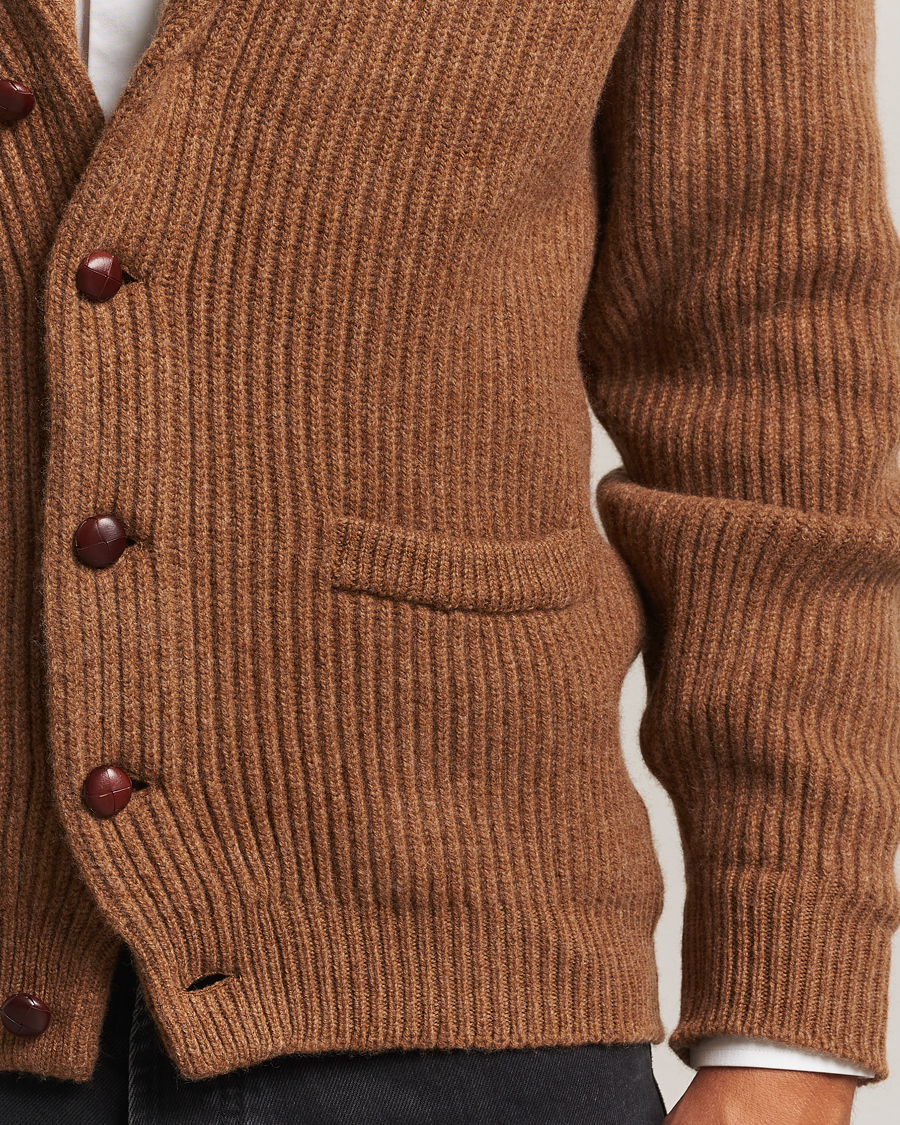 Herre | Gensere | William Lockie | Windsor Geelong Lambswool Shawl Cardigan Brown