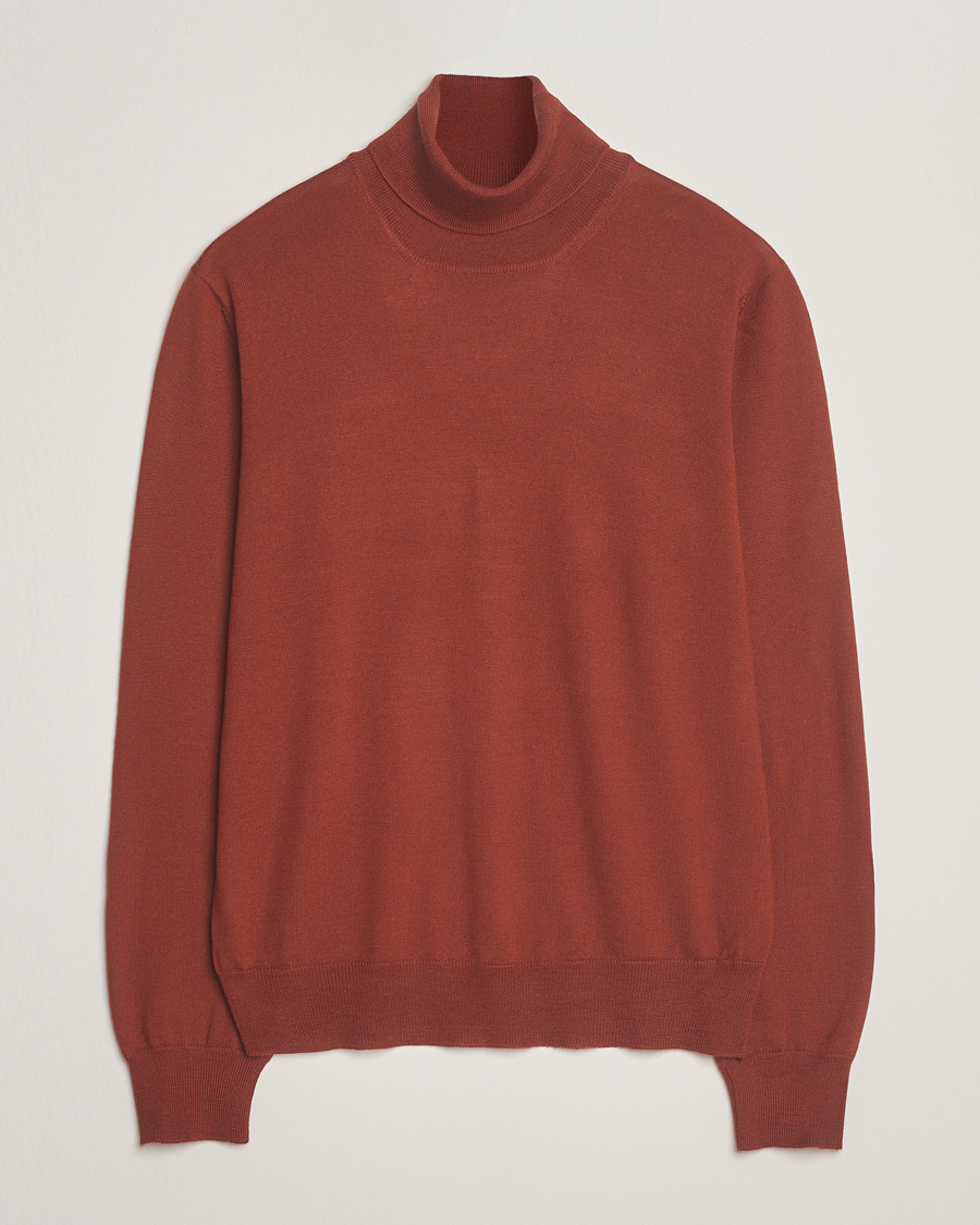 Herre | Gensere | Gran Sasso | Merino Fashion Fit Rollneck Rust Orange