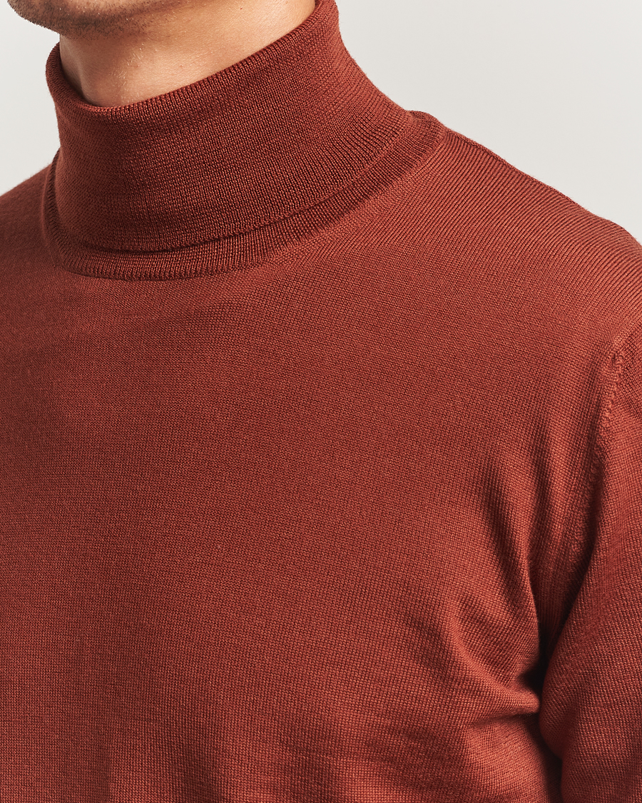 Herre | Gensere | Gran Sasso | Merino Fashion Fit Rollneck Rust Orange