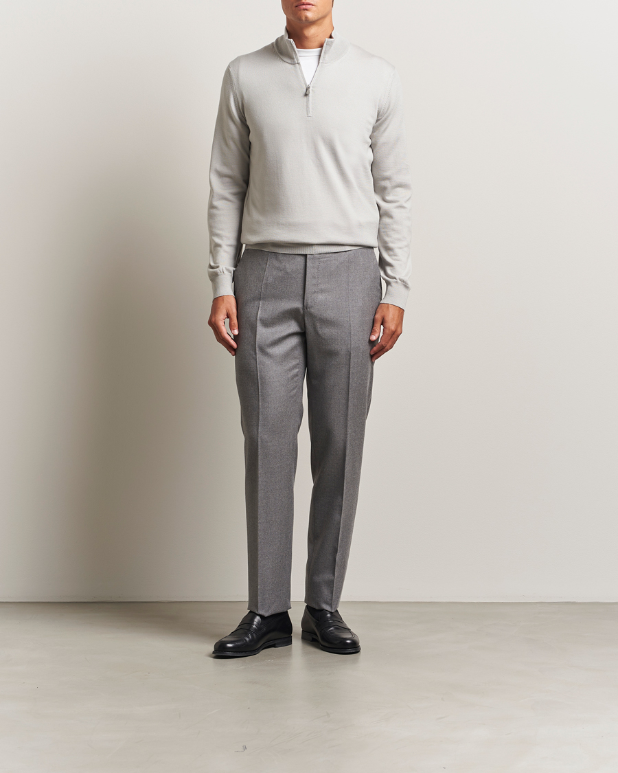Herre | Gensere | Gran Sasso | Merino Fashion Fit Half Zip Light Grey Melange