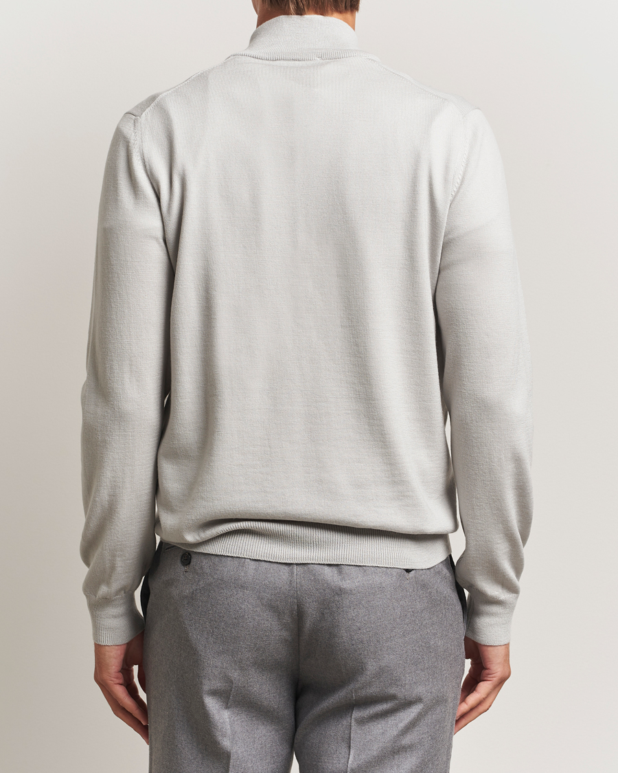 Herre | Gensere | Gran Sasso | Merino Fashion Fit Half Zip Light Grey Melange