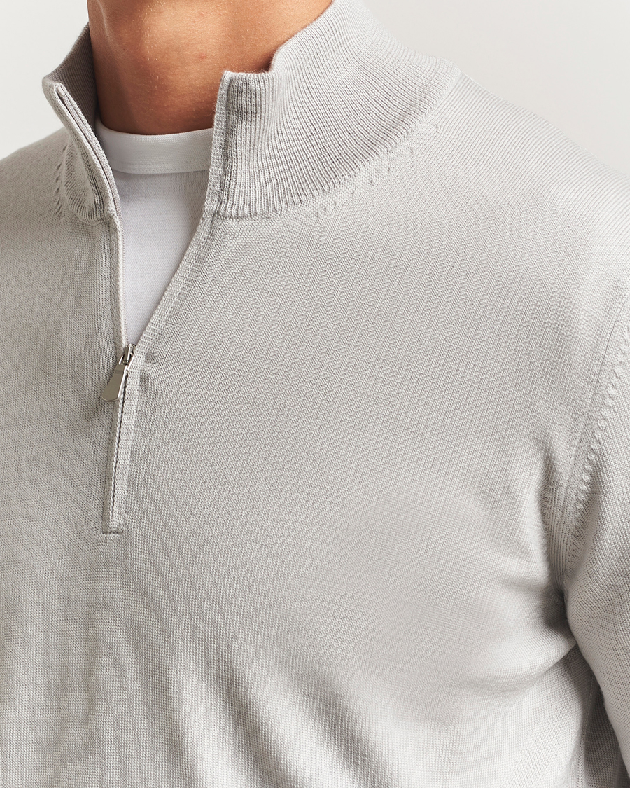 Herre | Gensere | Gran Sasso | Merino Fashion Fit Half Zip Light Grey Melange