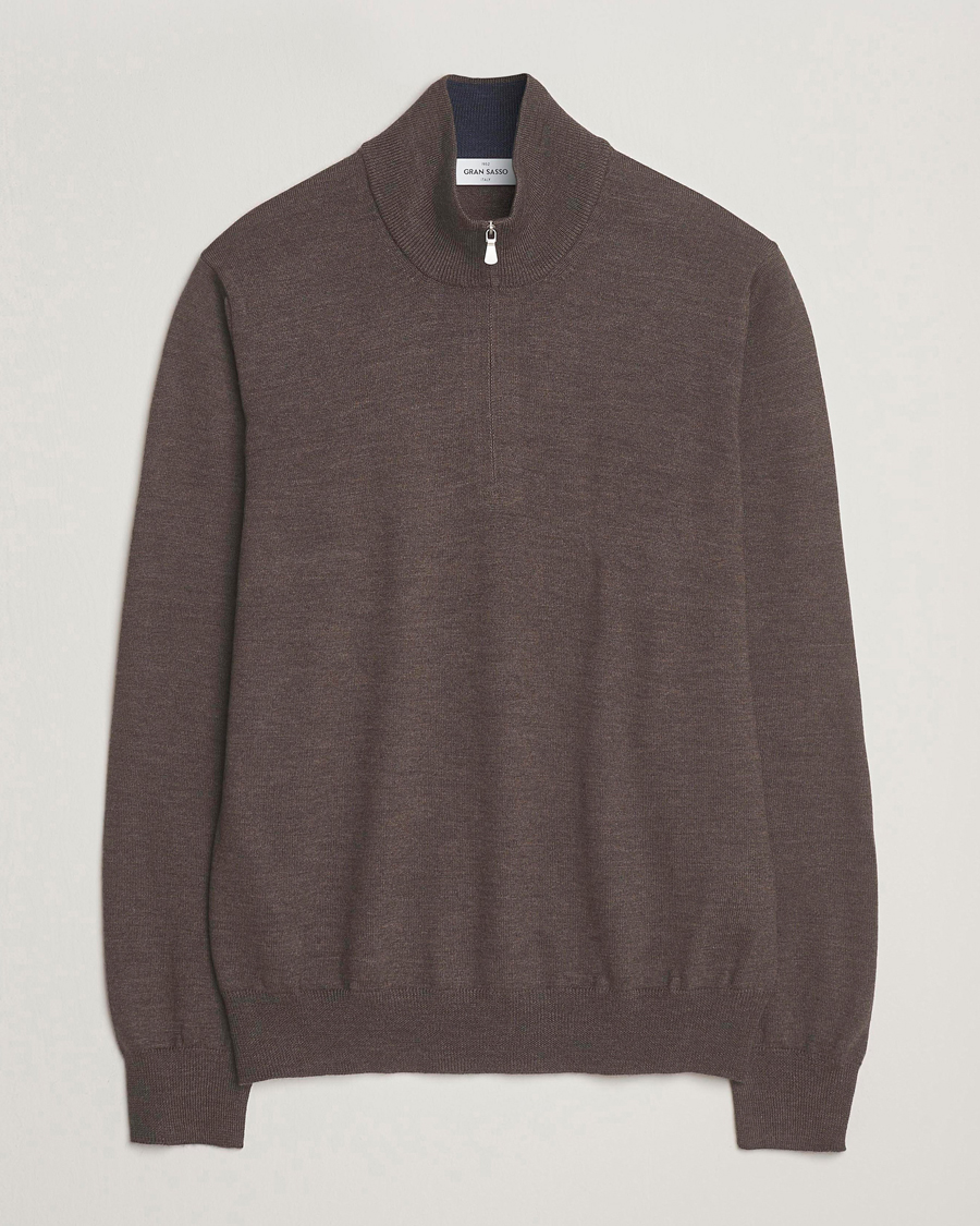 Herre | Gensere | Gran Sasso | Merino Fashion Fit Half Zip Brown Melange