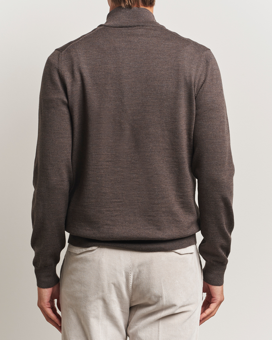 Herre | Gensere | Gran Sasso | Merino Fashion Fit Half Zip Brown Melange