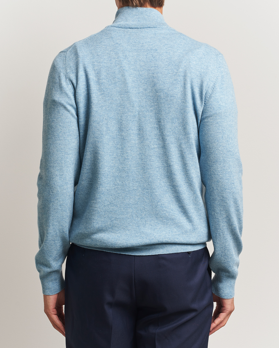 Herre | Gensere | Gran Sasso | Wool/Cashmere Half Zip Blue Melange
