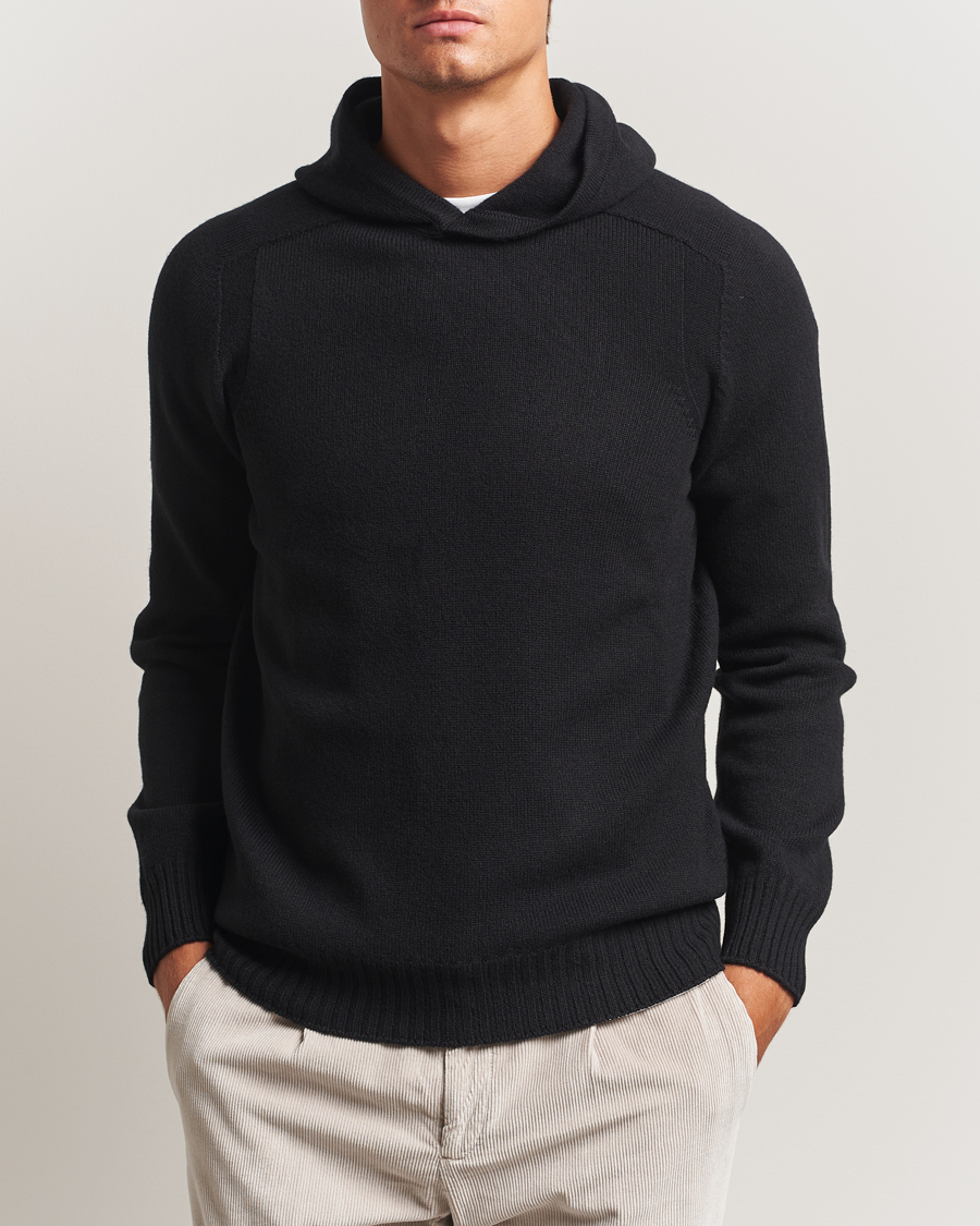 Herre | Gensere | Gran Sasso | Wool Hoodie Black