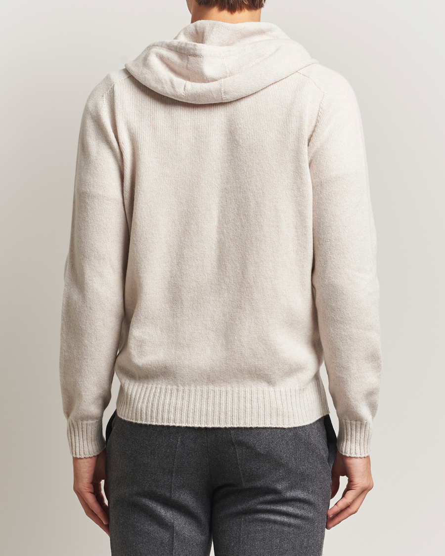 Herre | Gensere | Gran Sasso | Full Zip Wool Hoodie Cream