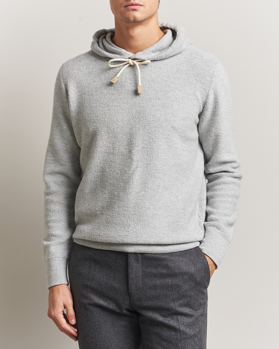 Herre | Gensere | Gran Sasso | Boiled Wool Hoodie Light Grey Melange