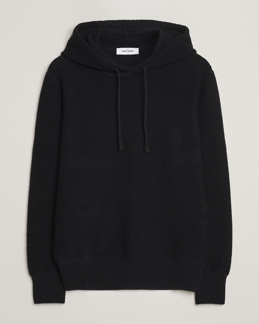 Herre | Gensere | Gran Sasso | Boiled Wool Hoodie Black