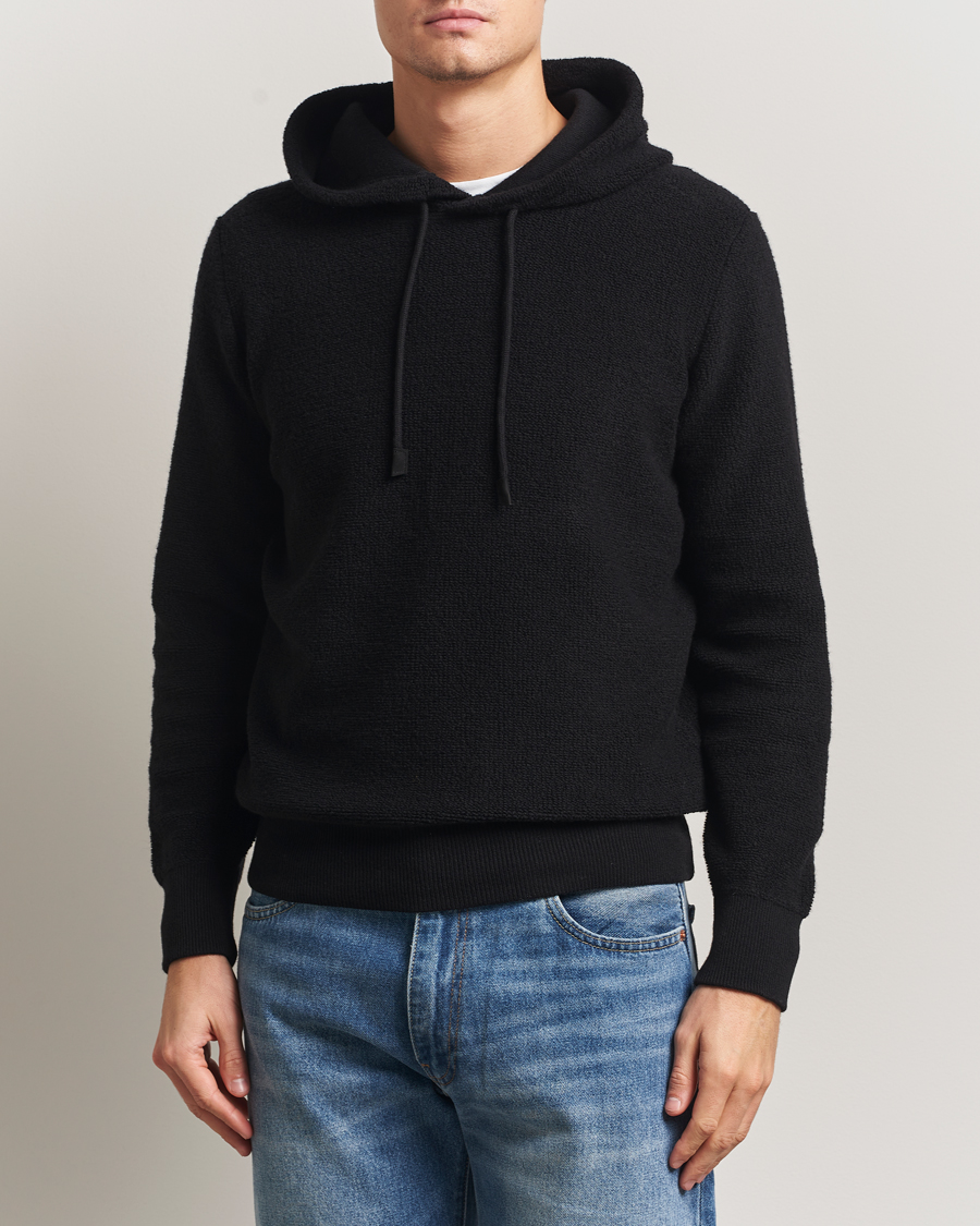 Herre | Gensere | Gran Sasso | Boiled Wool Hoodie Black
