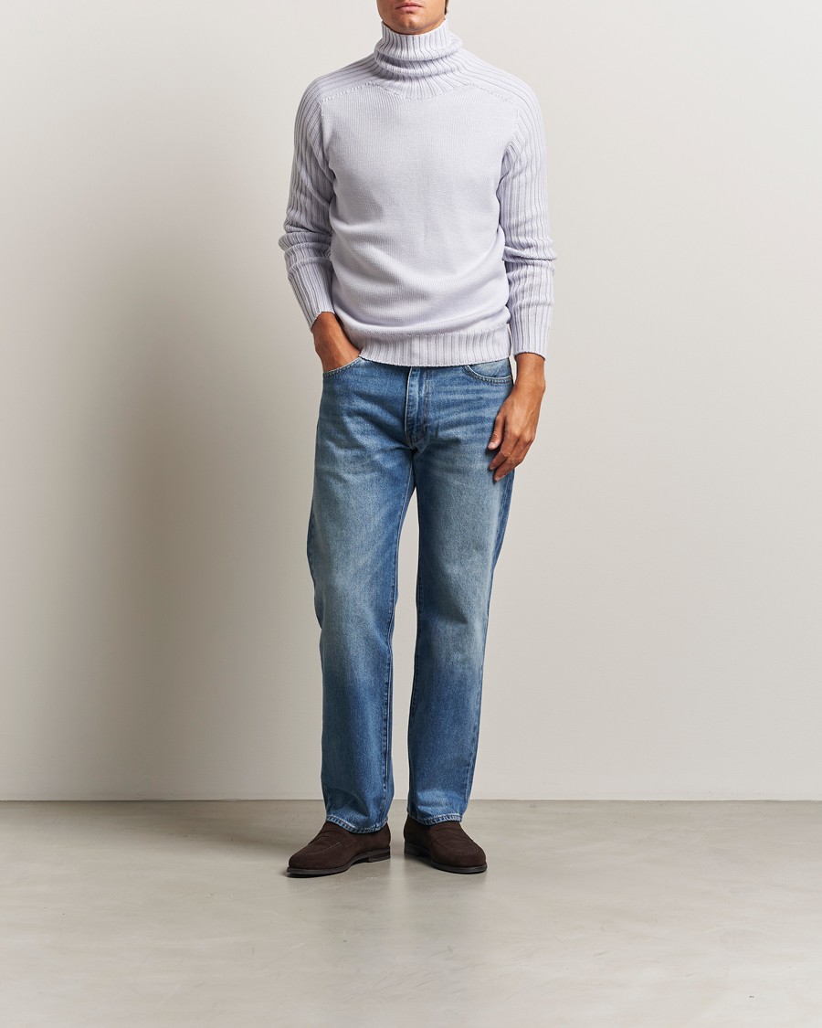 Herre | Gensere | Gran Sasso | Rainwool Rollneck Light Purple Melange