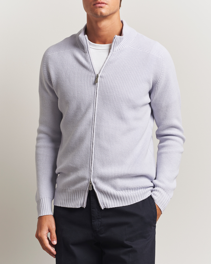 Herre | Gensere | Gran Sasso | Rainwool Full Zip Light Purple Melange