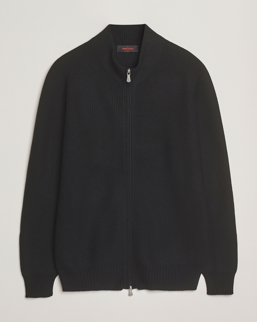 Herre | Gensere | Gran Sasso | Rainwool Full Zip Black
