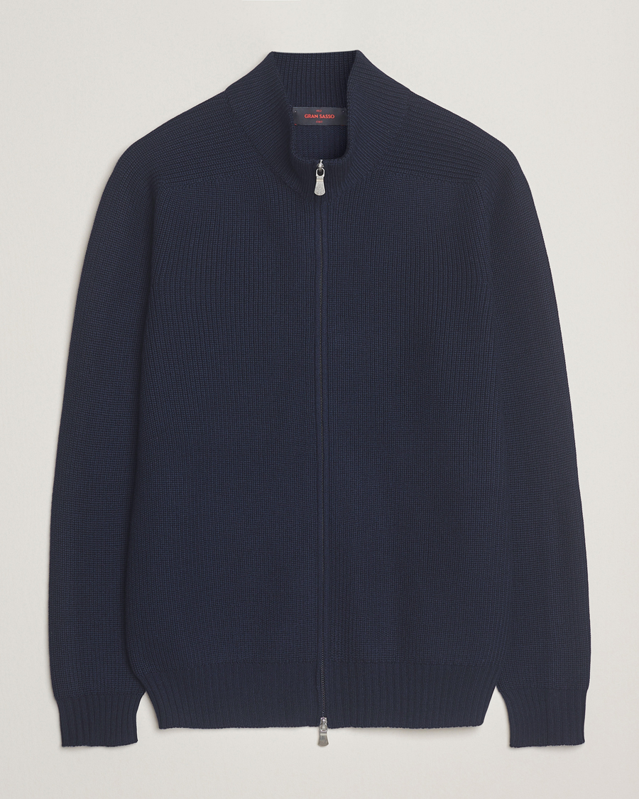 Herre | Gensere | Gran Sasso | Rainwool Full Zip Navy