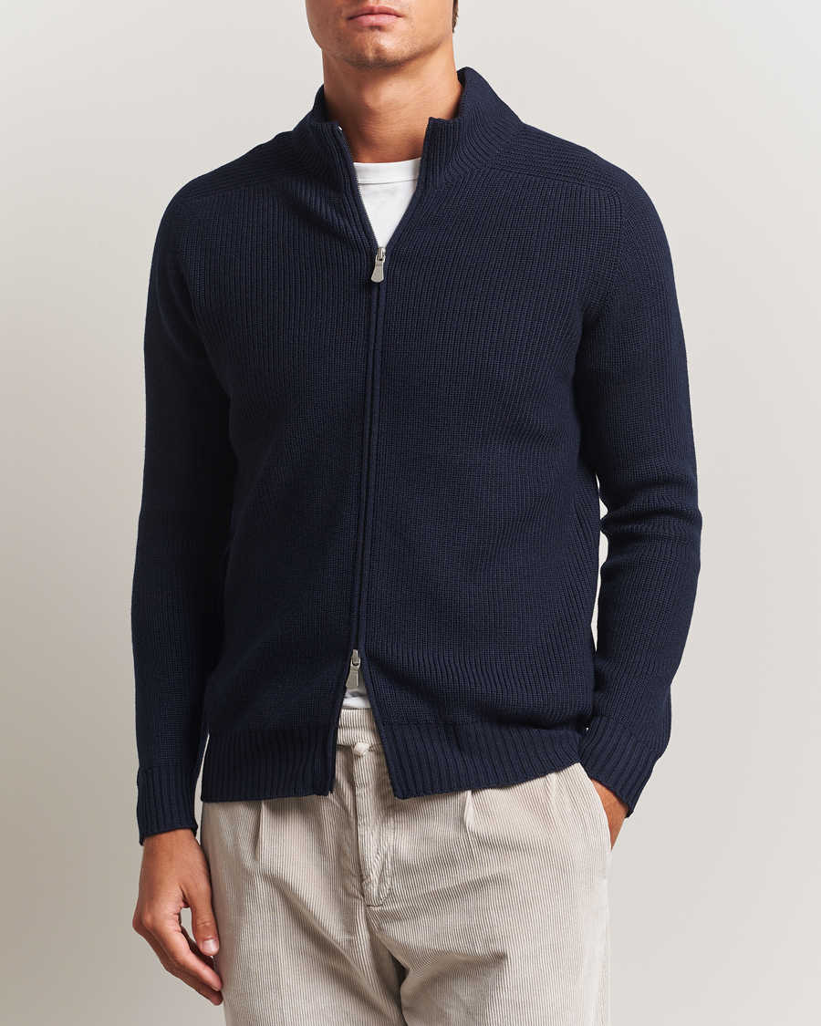 Herre | Gensere | Gran Sasso | Rainwool Full Zip Navy