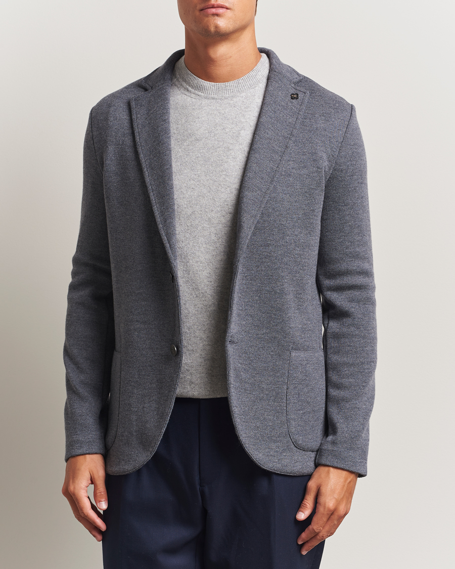 Herre | Dressjakker | Gran Sasso | Rainwool Knitted Blazer Grey Melange