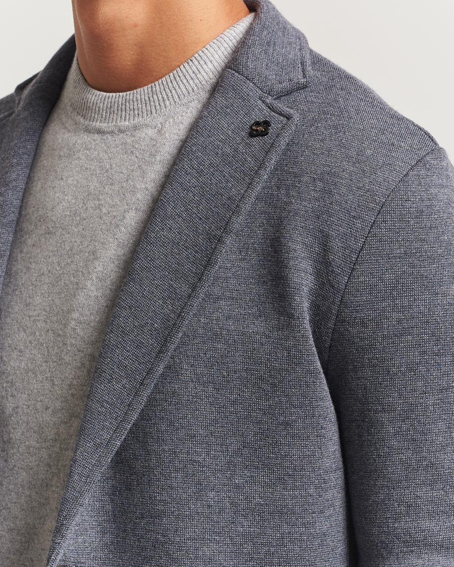 Herre | Dressjakker | Gran Sasso | Rainwool Knitted Blazer Grey Melange