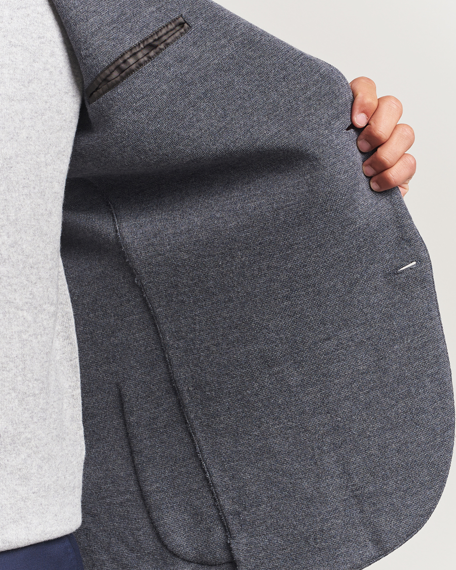 Herre | Dressjakker | Gran Sasso | Rainwool Knitted Blazer Grey Melange