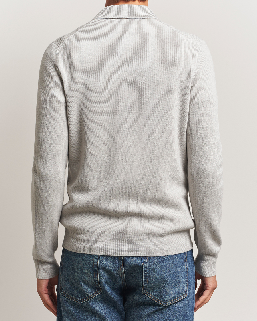Herre | Gensere | Gran Sasso | Heavy Knitted Merino Polo Light Grey Melange
