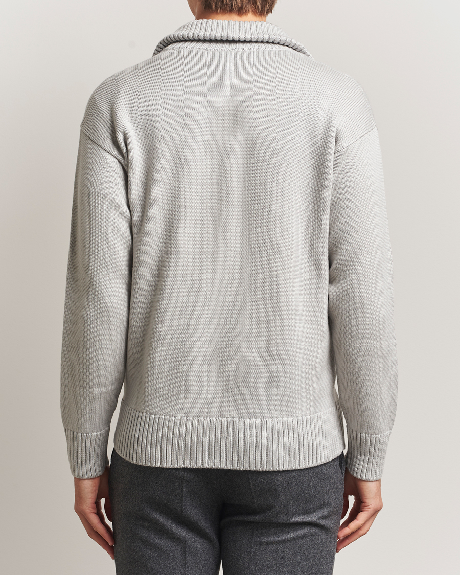 Herre | Gensere | Gran Sasso | Heavy Knitted Merino Full Zip Light Grey Melange
