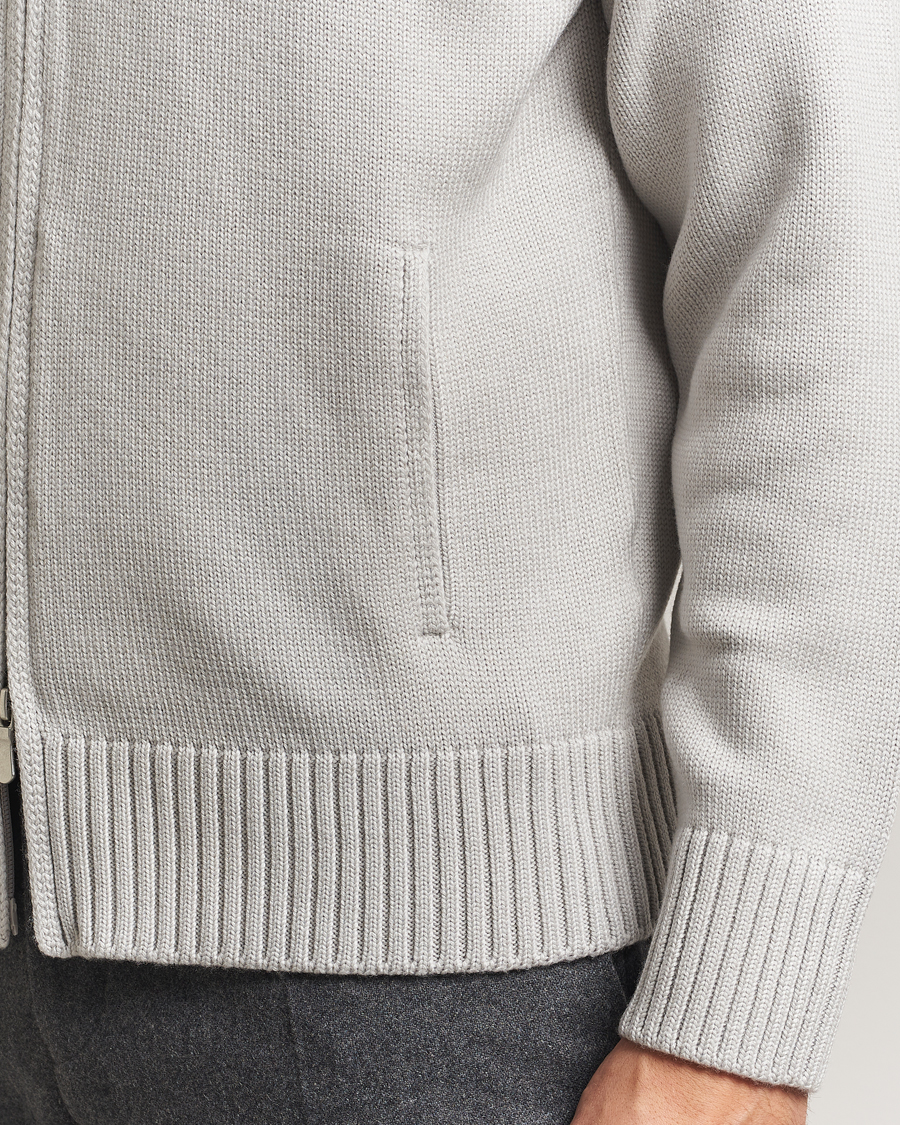 Herre | Gensere | Gran Sasso | Heavy Knitted Merino Full Zip Light Grey Melange
