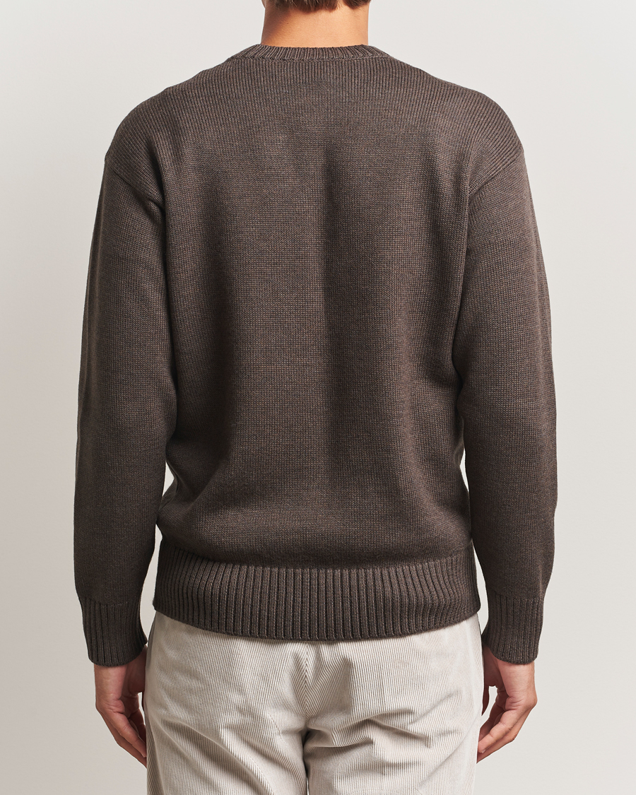 Herre | Gensere | Gran Sasso | Heavy Knitted Merino Crew Neck Brown Melange