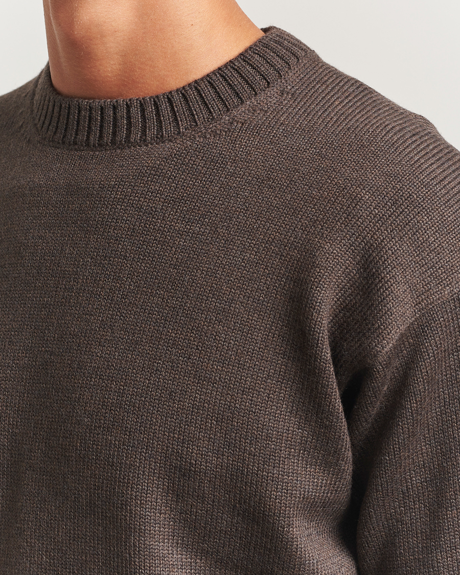 Herre | Gensere | Gran Sasso | Heavy Knitted Merino Crew Neck Brown Melange
