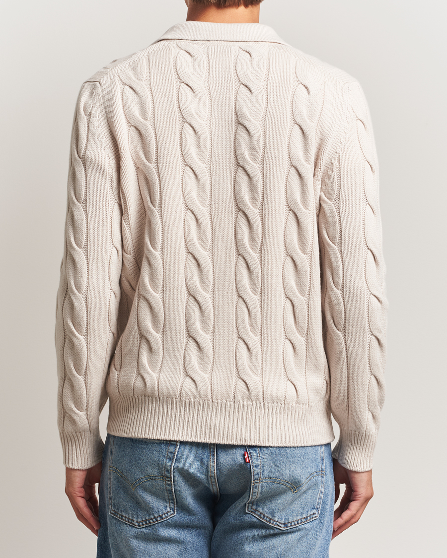 Herre | Gensere | Gran Sasso | Wool/Cashmere Cable Full Zip Light Beige Melange