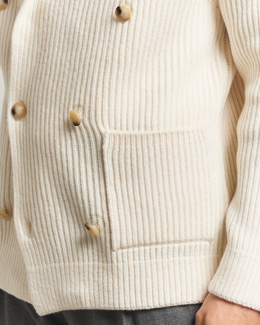 Herre | Gensere | Gran Sasso | Shawl Collar Heavy Knitted Wool Cardigan Cream