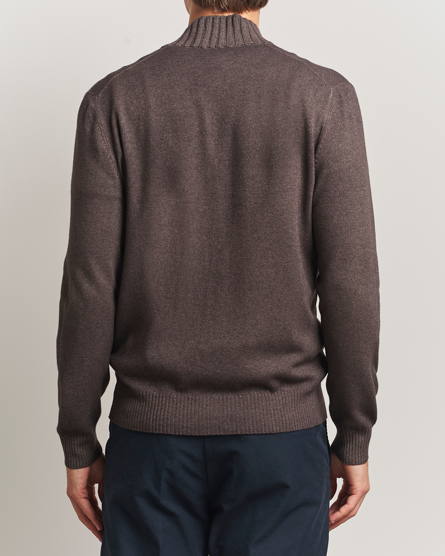 Herre | Gensere | Gran Sasso | Wool/Cashmere Washed Full Zip Brown Melange