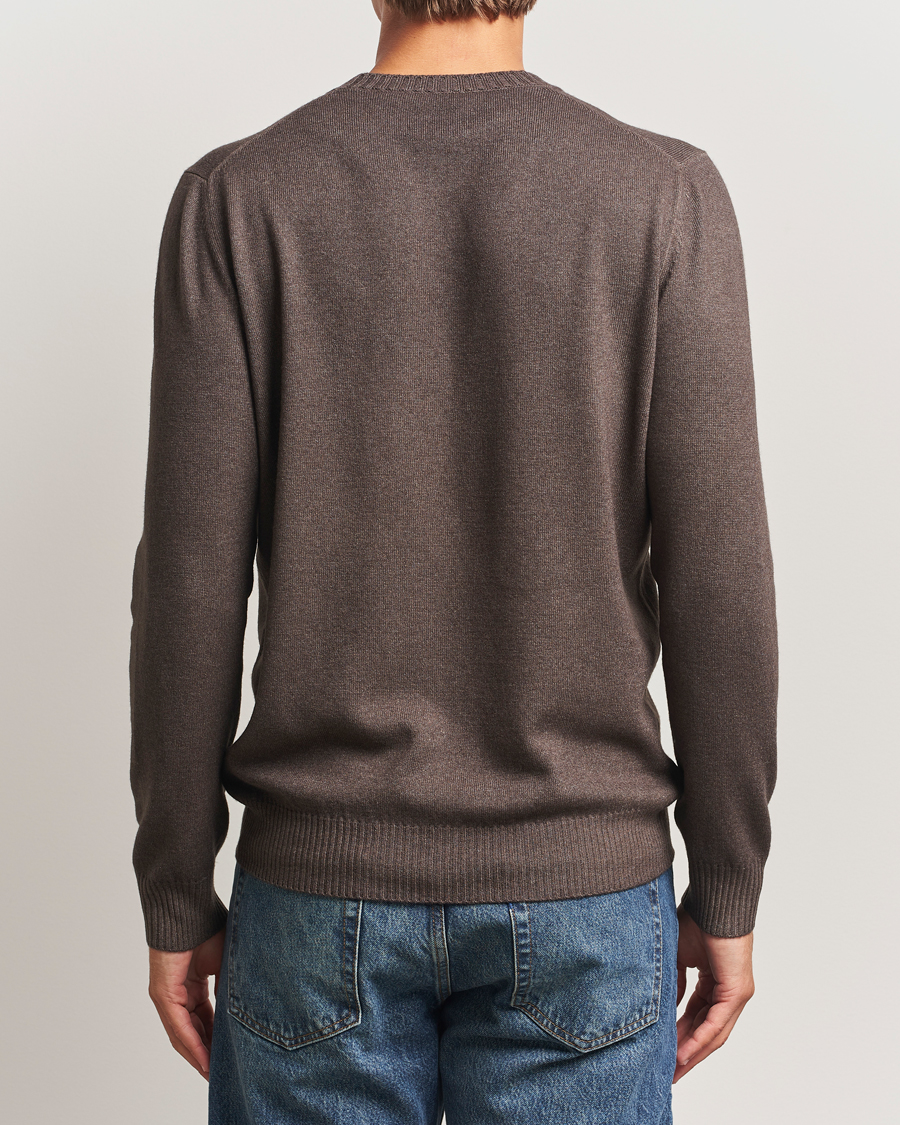 Herre | Gensere | Gran Sasso | Wool/Cashmere Washed Crew Neck Brown Melange