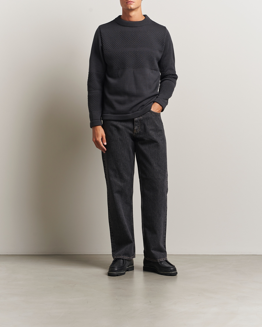 Herre | Gensere | S.N.S. Herning | Fisherman Wool Crew Neck Molten Grey