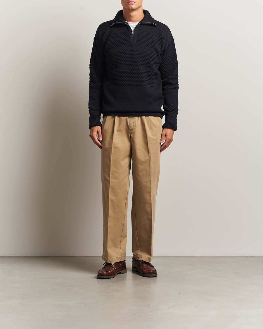 Herre | Gensere | S.N.S. Herning | Fisherman Wool Short Zip Navy