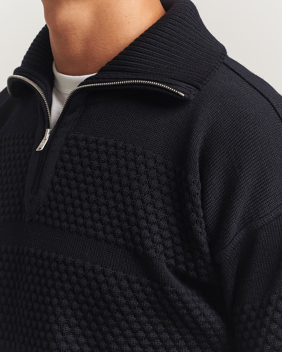 Herre | Gensere | S.N.S. Herning | Fisherman Wool Short Zip Navy