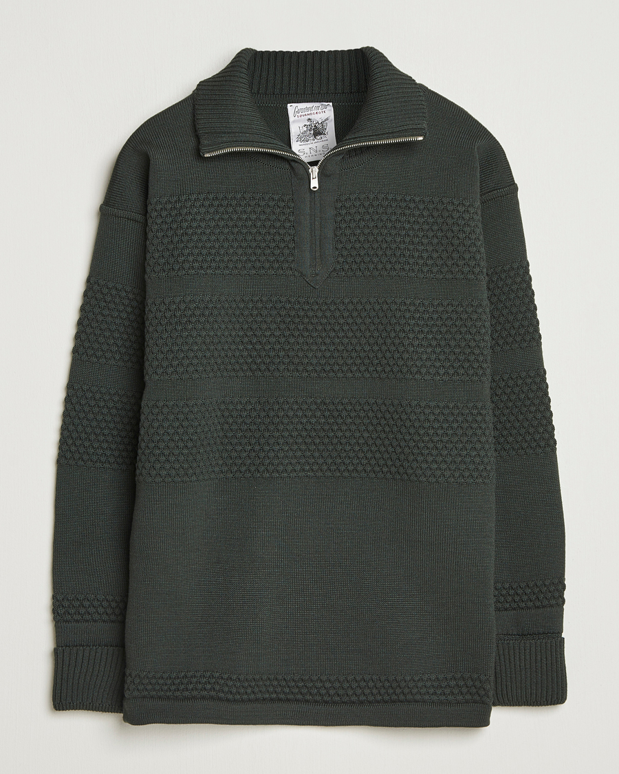 Herre | Gensere | S.N.S. Herning | Fisherman Wool Short Zip Dark Forest Green