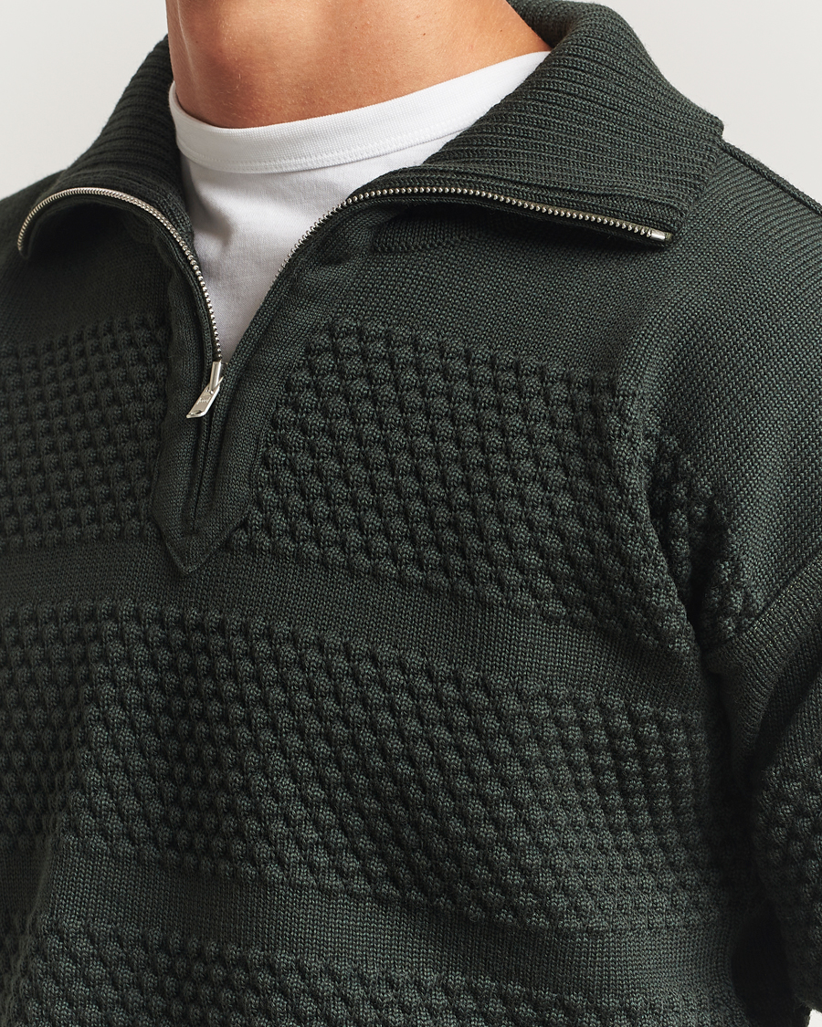 Herre | Gensere | S.N.S. Herning | Fisherman Wool Short Zip Dark Forest Green