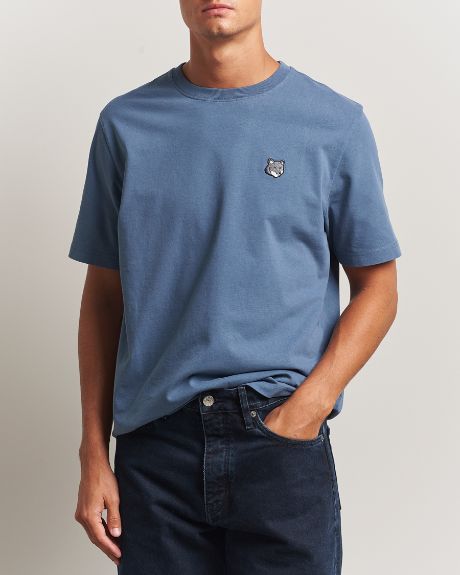 Herre | T-Shirts | Maison Kitsuné | Grey Fox Head T-Shirt Seine Blue