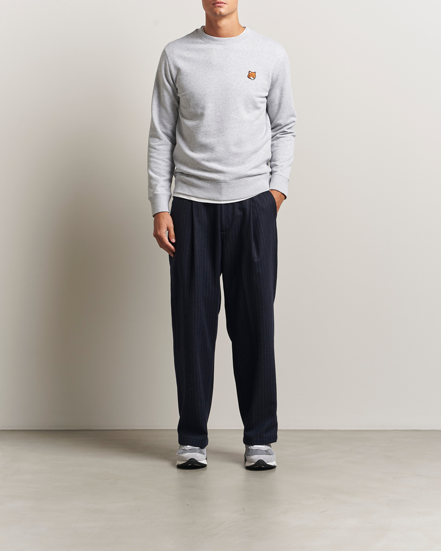 Herre | Gensere | Maison Kitsuné | Fox Head Sweatshirt Light Grey Melange