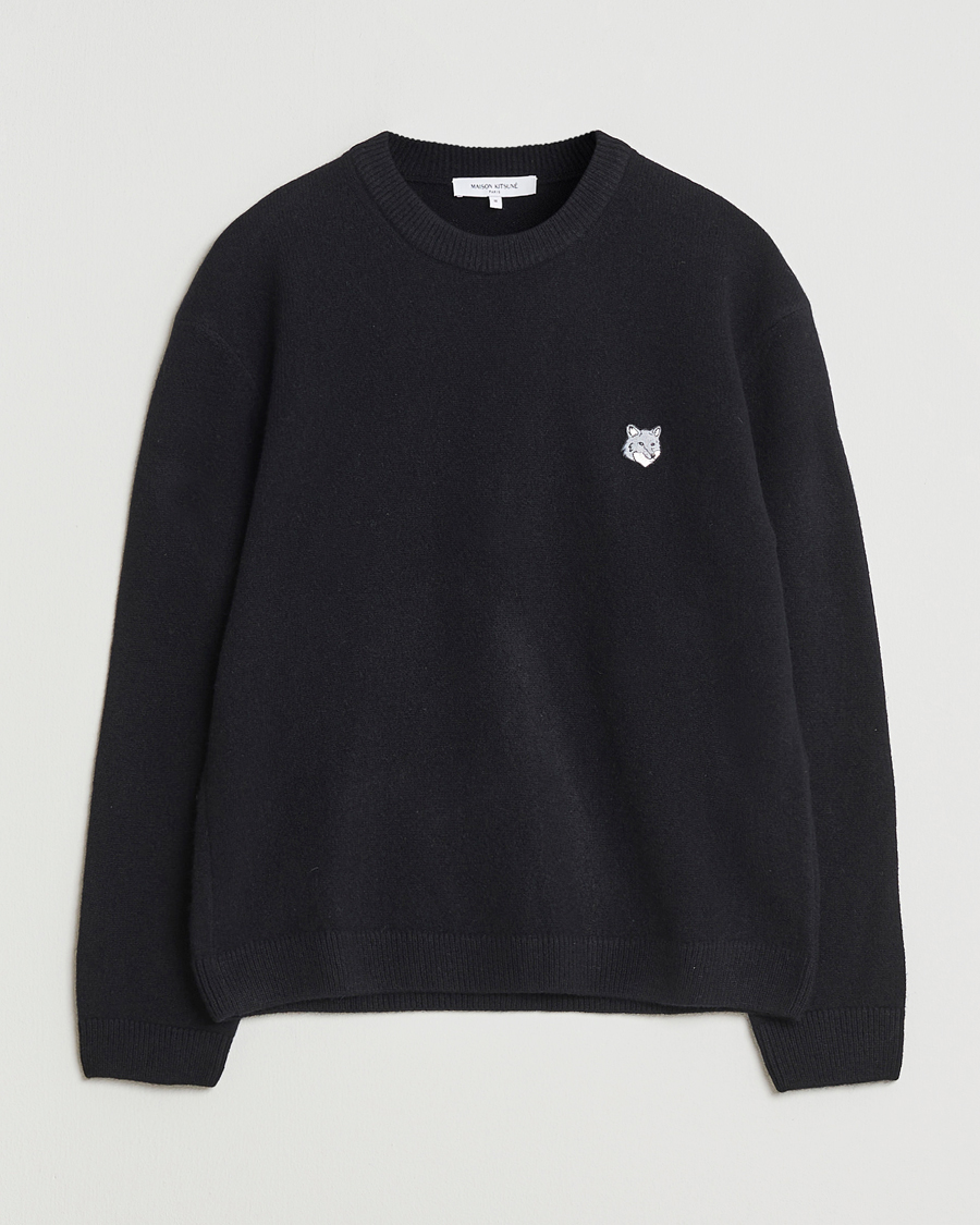 Herre | Gensere | Maison Kitsuné | Grey Fox Head Lambswool Sweater Black