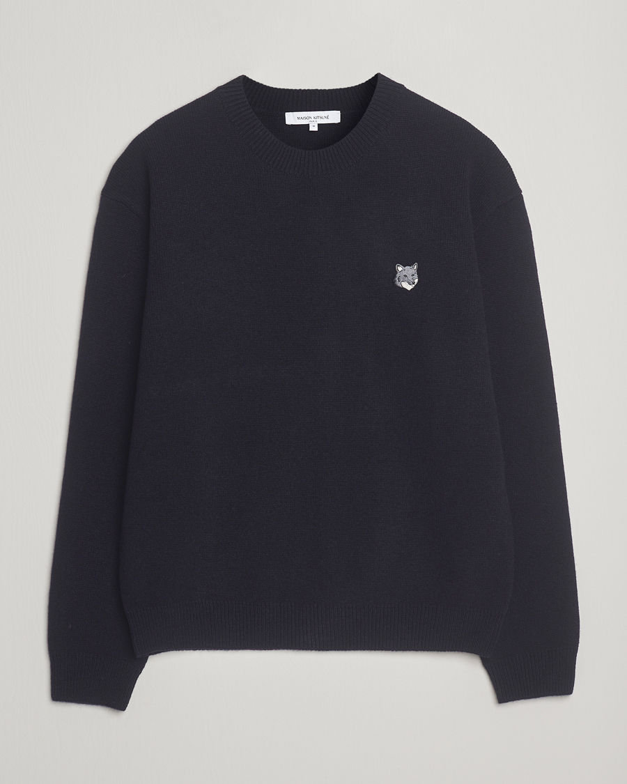 Herre | Gensere | Maison Kitsuné | Grey Fox Head Milano Lambswool Sweater Classic Navy