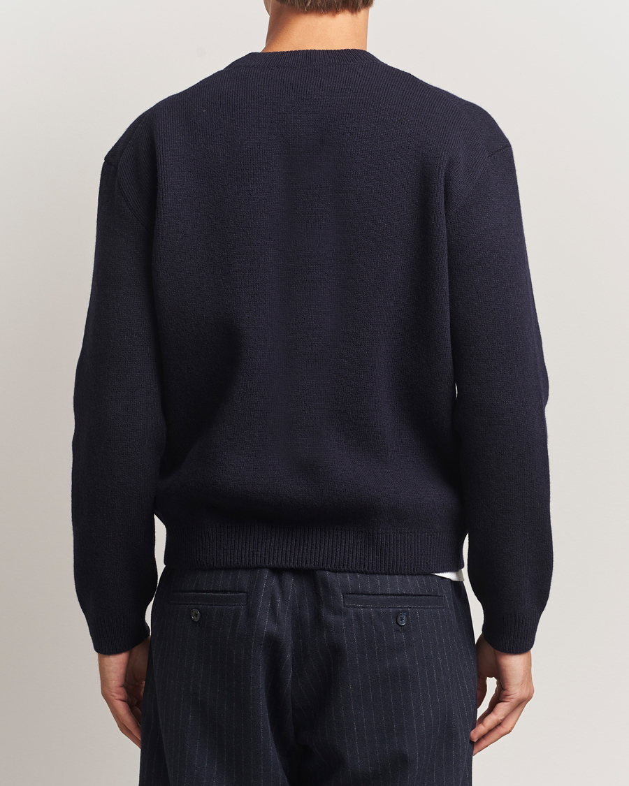 Herre | Gensere | Maison Kitsuné | Grey Fox Head Milano Lambswool Sweater Classic Navy