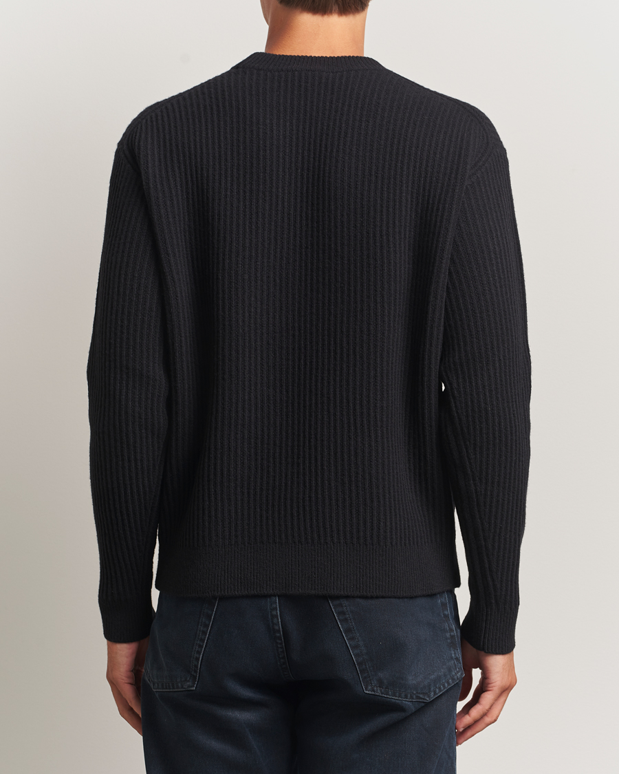 Herre | Gensere | Maison Kitsuné | Tonal Fox Head Wool Ribbed Sweater Black