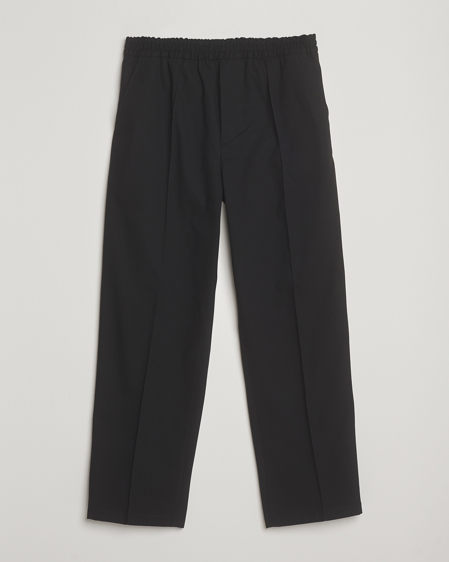 Herre | Bukser | Maison Kitsuné | Cotton Twill Pleated Drawstring Trousers Black