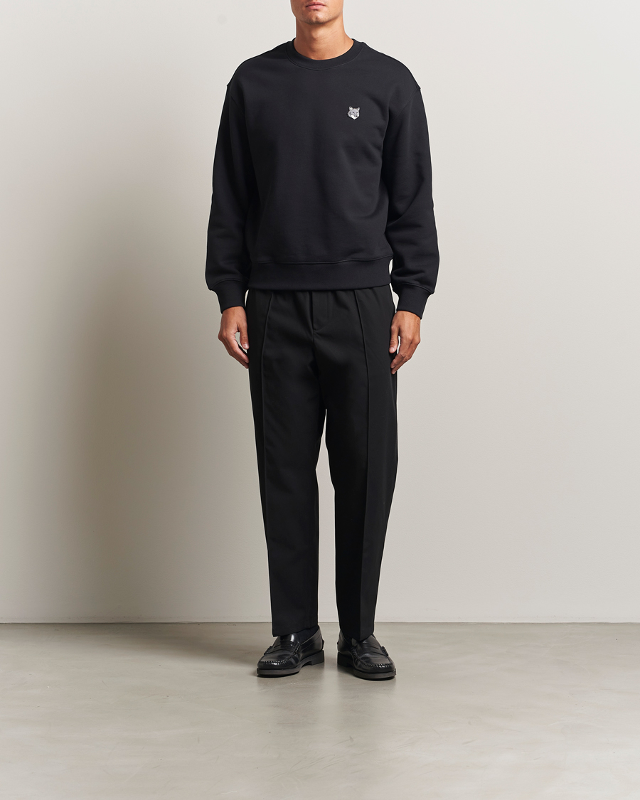 Herre | Bukser | Maison Kitsuné | Cotton Twill Pleated Drawstring Trousers Black