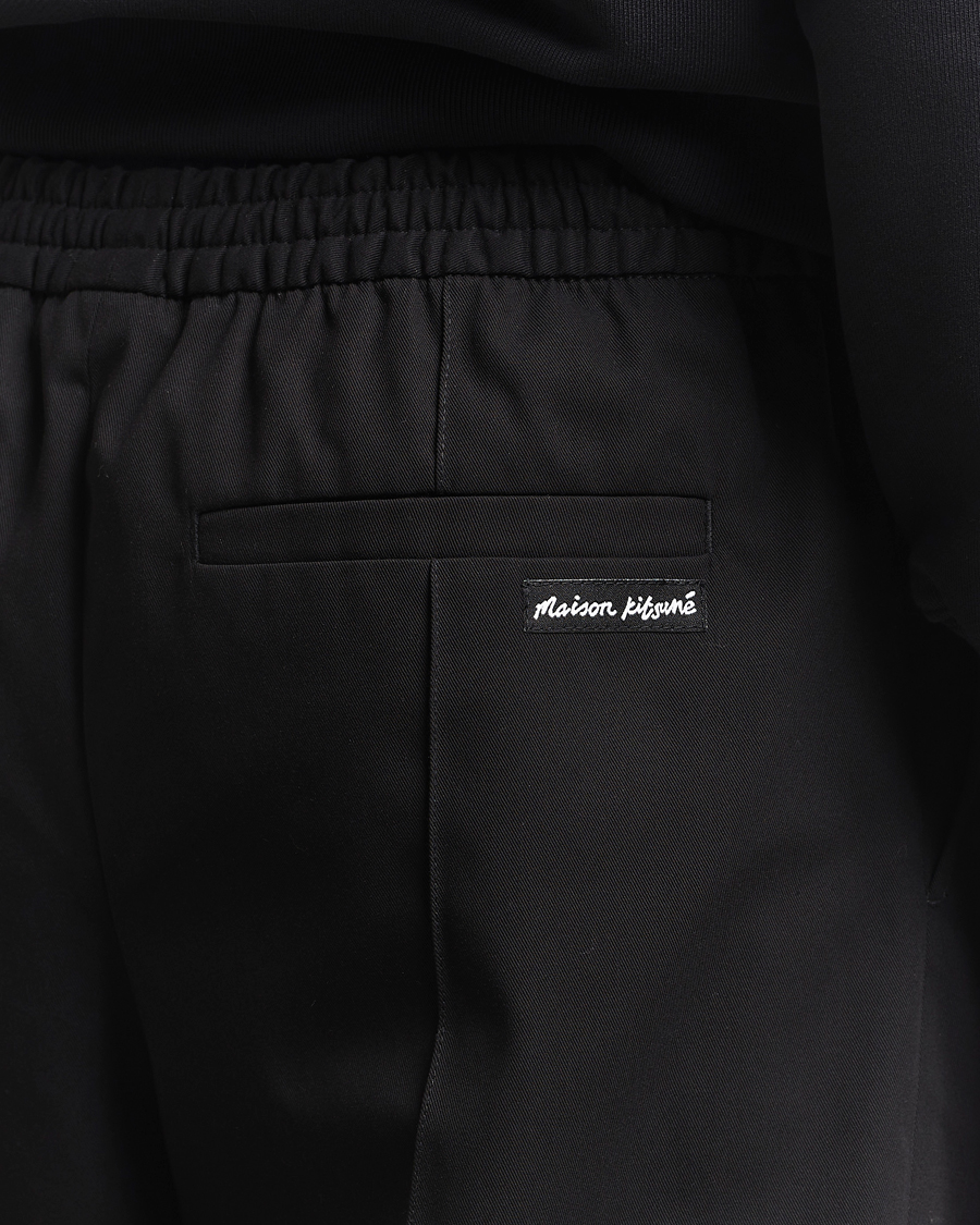 Herre | Bukser | Maison Kitsuné | Cotton Twill Pleated Drawstring Trousers Black